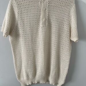 Women's Cream Button Down Knit Top